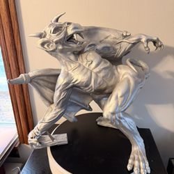 H Gaston the Gothic Gargoyle Climber Silver Gargoyle Garden Statue