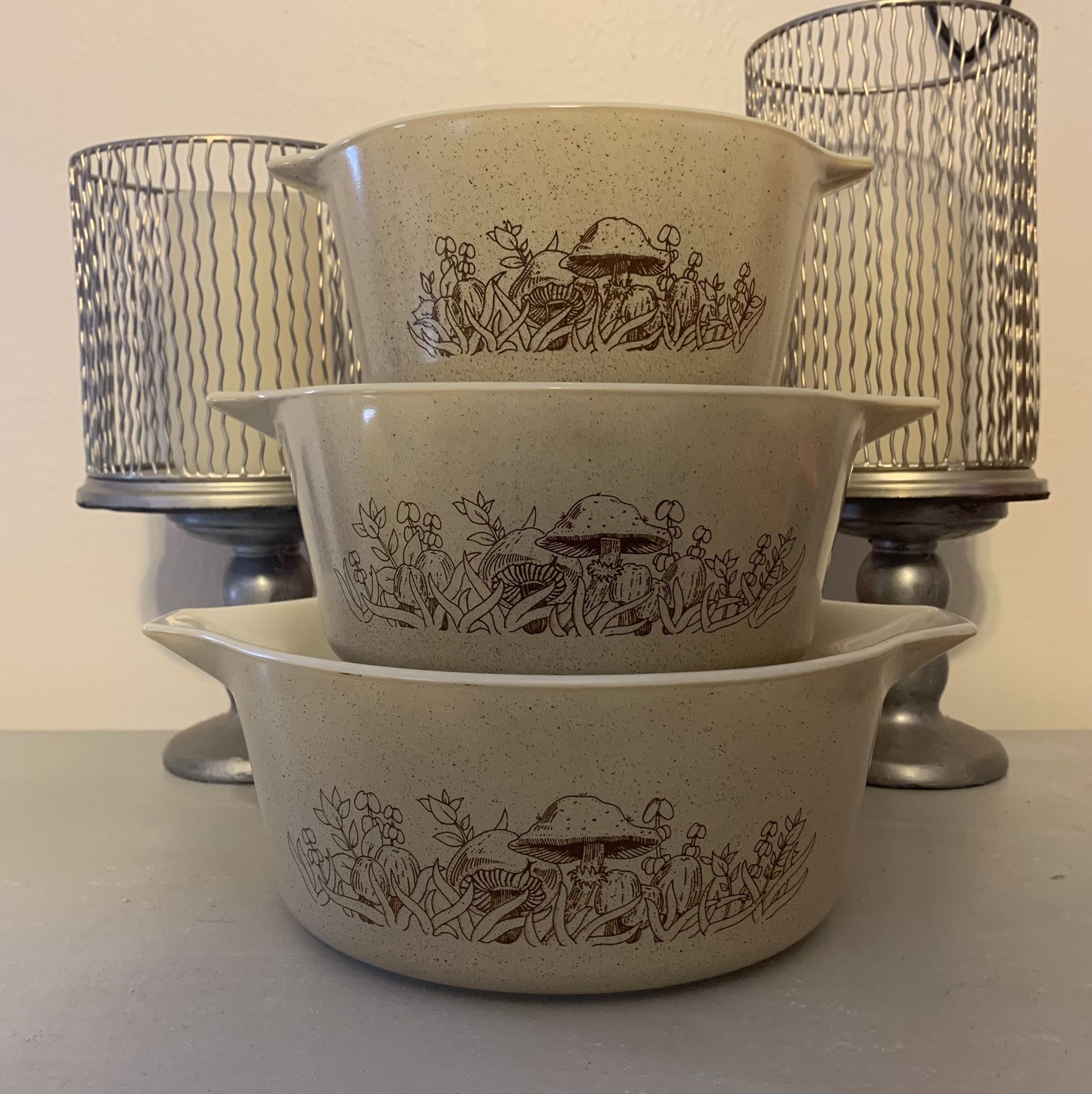Vintage Pyrex Forest Fancies Mushroom Bowls