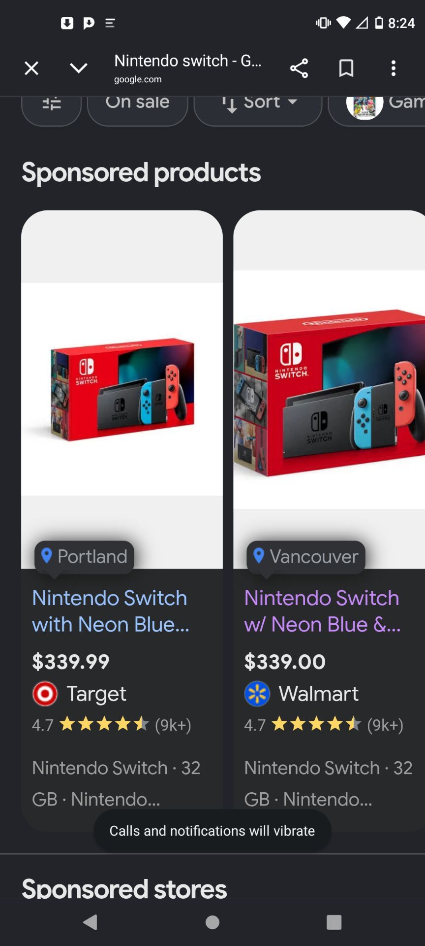 Nintendo switch w/ 8games