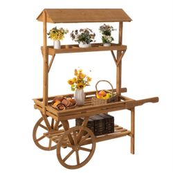 Rolling Display Cart Flower Cart Tea Coffee Cart (New In Box)