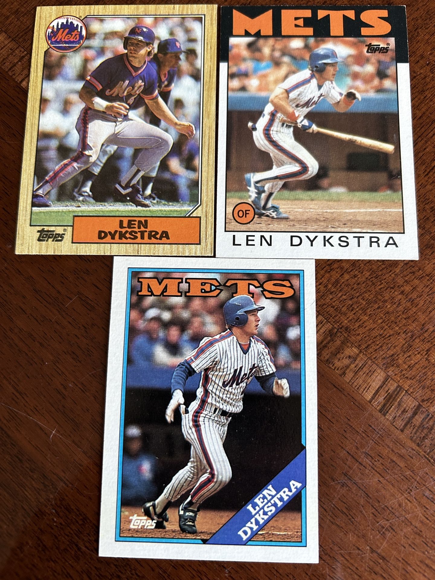 Len  Dykstra, New York Mets, Outfield Baseball Player Lot Of  Three Topps Cards, 1985 To 1987