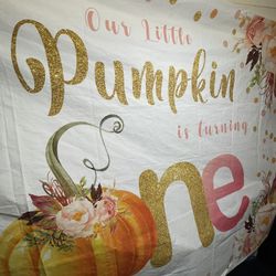 1 Year Birthday Pumpkin Backdrop