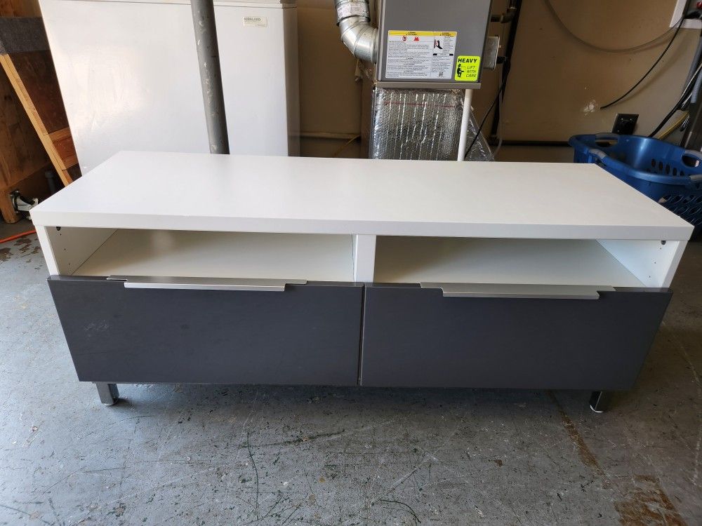 White IKEA TV/Media/Storage Console w/ Glossy Grey Drawers