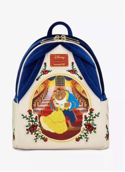 Loungefly Disney Beauty and the Beast Belle & Beast Velvet Mini Backpack