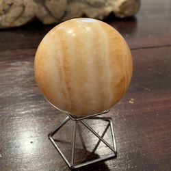 Orange Calcite Sphere with stand