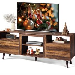 $5WLIVE TV Stand for 65 Inch TV, 58 inch Entertainment Center with 2 Storage Cabinets, Media Console for Living Room, Bedroom and Office, Retro Brown 