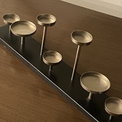 Modern Metal Candelabra With 7 Holders Of Varying Heights Mounted On The Black Base W23" Purchased At Nordstrom 