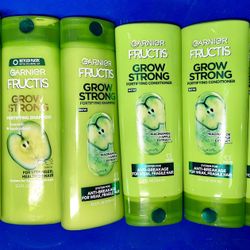 6 Garnier Hair Care Fructis Grow Strong Shampoo & Conditioner, 12 Fluid Ounce