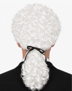 White Colonial Curly Historical Ponytail Costume Wig with Ribbon New