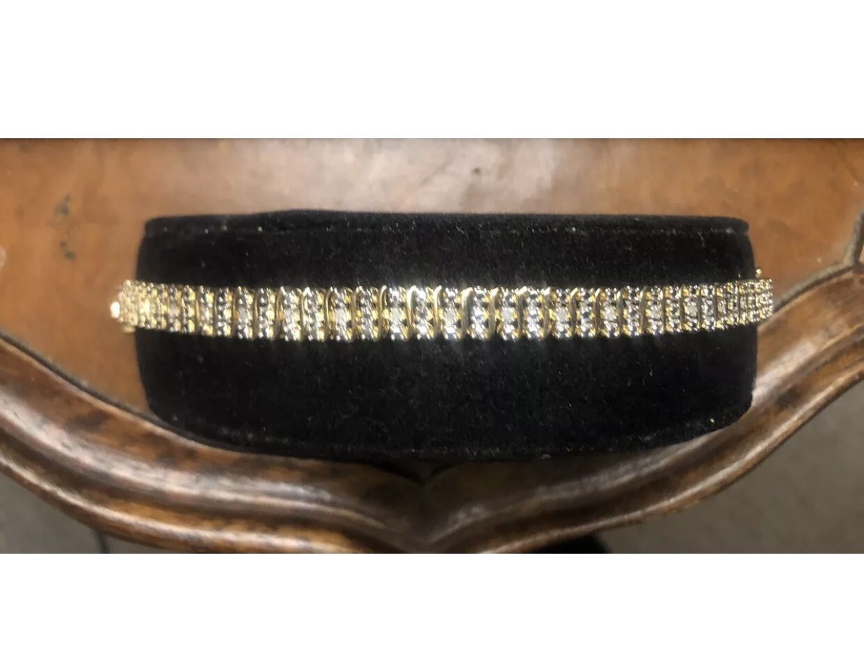 Beautiful Sparkling Sterling Silver (925) With Gold Overlay-16 Small Diamonds 8”