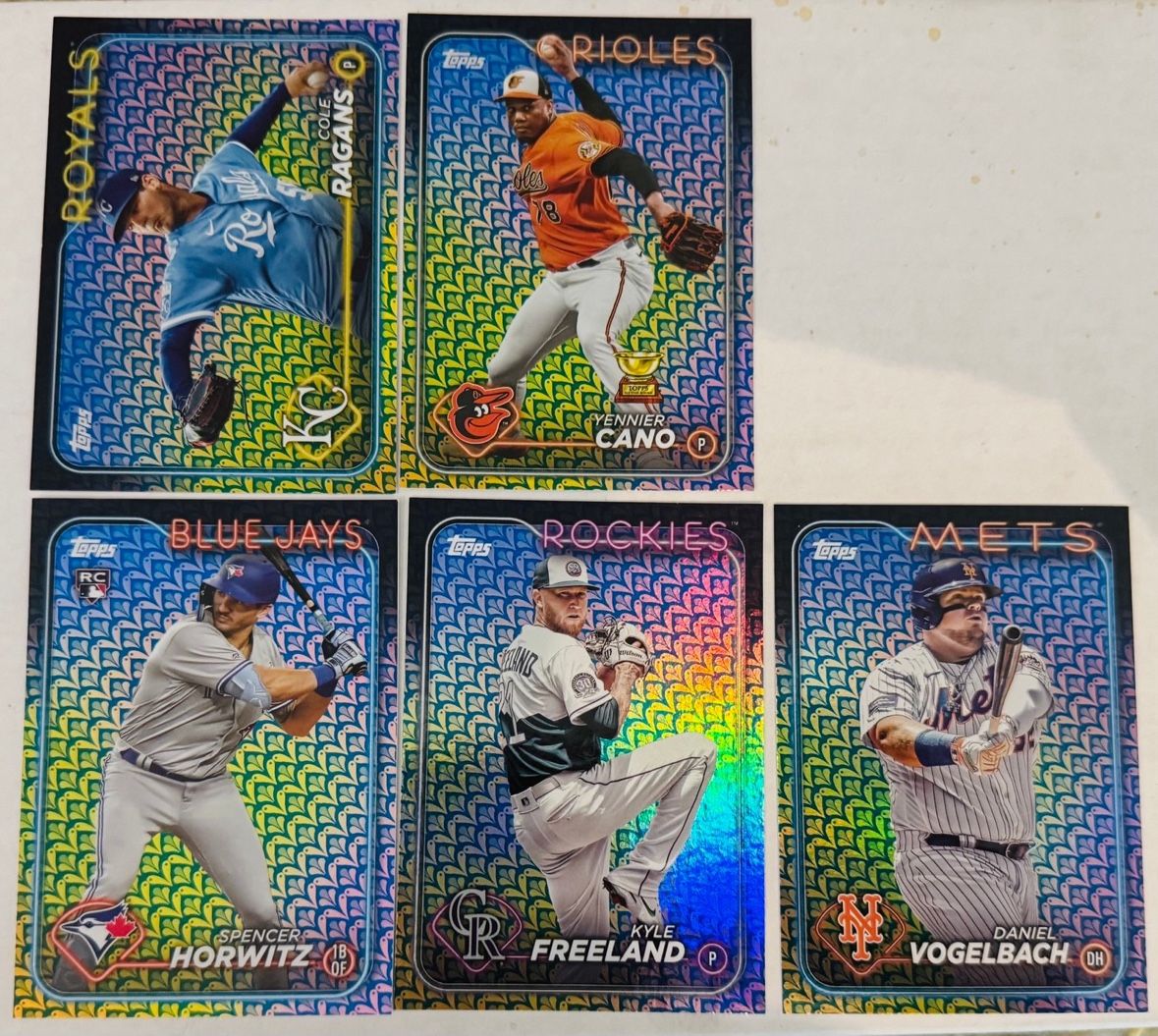 2024 Topps Easter Foil (5) LOT Baseball Cards Cole Ragans, Horowitz RC
