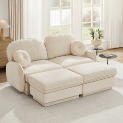 Berkeley 73" Modern 4 Pieces Chenille Modular Sofa with 2 Ottomans