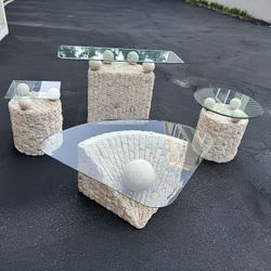 postmodern tessellated mactan stone table set