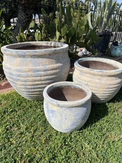 Large Stone Planters-Rustic Ancient Pots($225 set of 4)