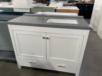 Assembled New 43" Bathroom Vanity With Sink Backsplash Drawer Doors and Adjustable Shelf Wood