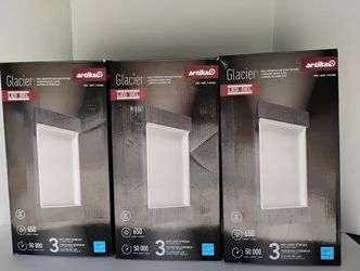 Set Of 3 Artika Glacier Hardwire Mounting Led Wall Lights