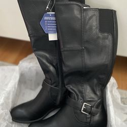 Women's Black Riding Boots, Size 9 Wide Calf, Croft & Barrow *NEW IN BOX*