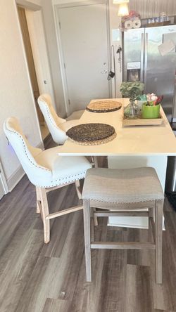 26-27” Counter Height Bar Stools Set of 2 - can be combined with 3rd gray bar stool