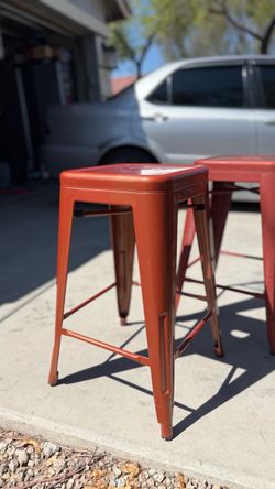 Red Metal Bar Stools – Set of 2