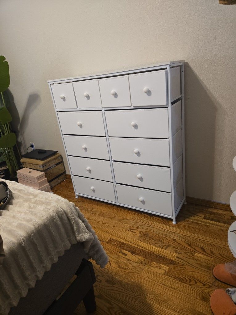 Brand New White 12 Fabric Drawer Dresser
