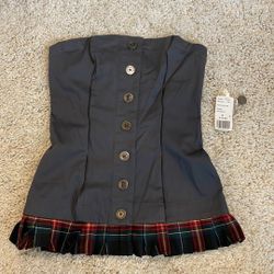 Forever 21 corset top strapless new small gray red green yellow black Scottish button front 