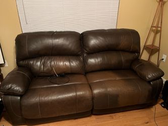 Brown leather recliner couch