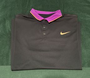 Nike Dri-Fit Short Sleeve Collared Shirt Black Size Large