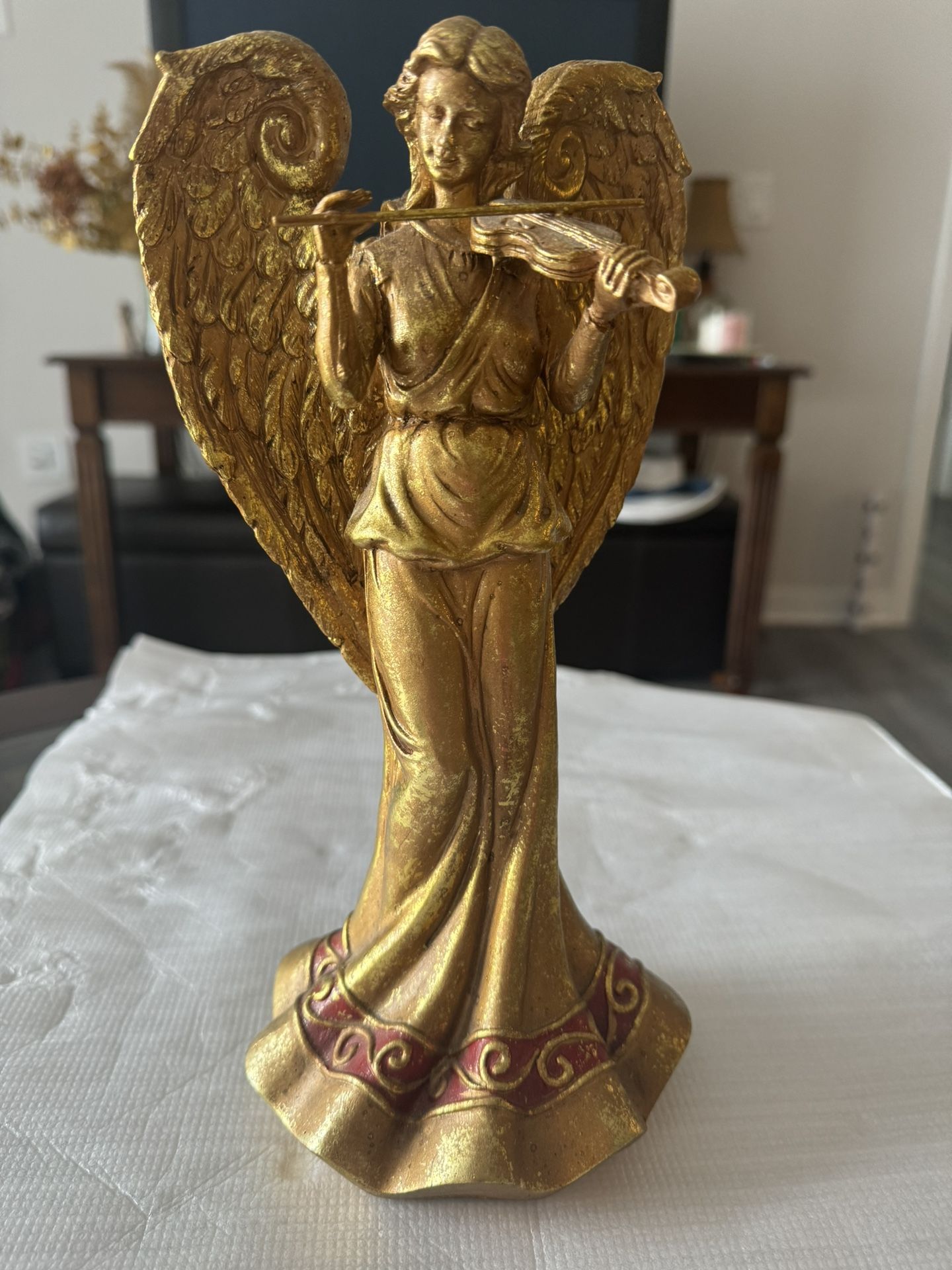 Gold And Red Angel Figurine