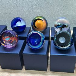 Glass Eye Studio Planetary Paperweight Lot of 9