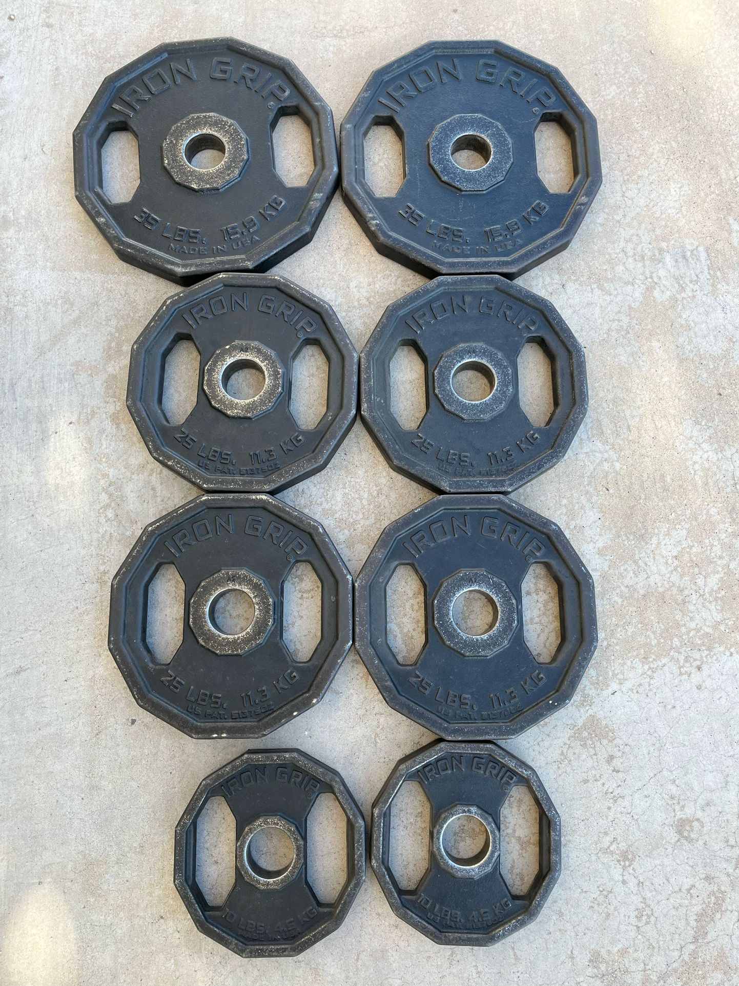 Iron Grip Olympic Weight Plate Set 190lbs 10-35