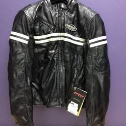 Spidi JK Black/Ice Mens Leather Motorcycle Jacket NEVER USED