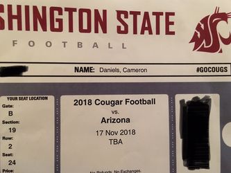 Two SECOND ROW tickets for this weekend against Arizona