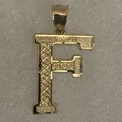10k Real Gold Letter F Pendant Charm 