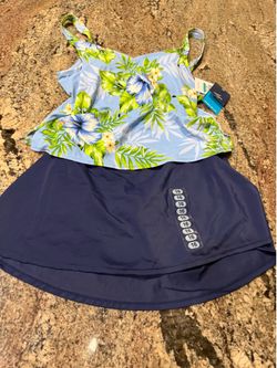 NEW NWT JANTZEN WOMEN’S SIZE 16 TWO-PIECE SWIMSUIT WITH BUILT-IN BRA