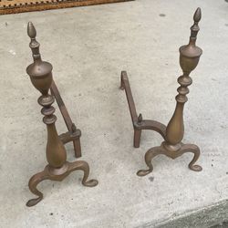Antique AWS Brass Andirons