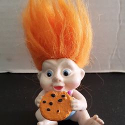 Vintage Magic Trolls Babie Orange Hair Eating A Cookie