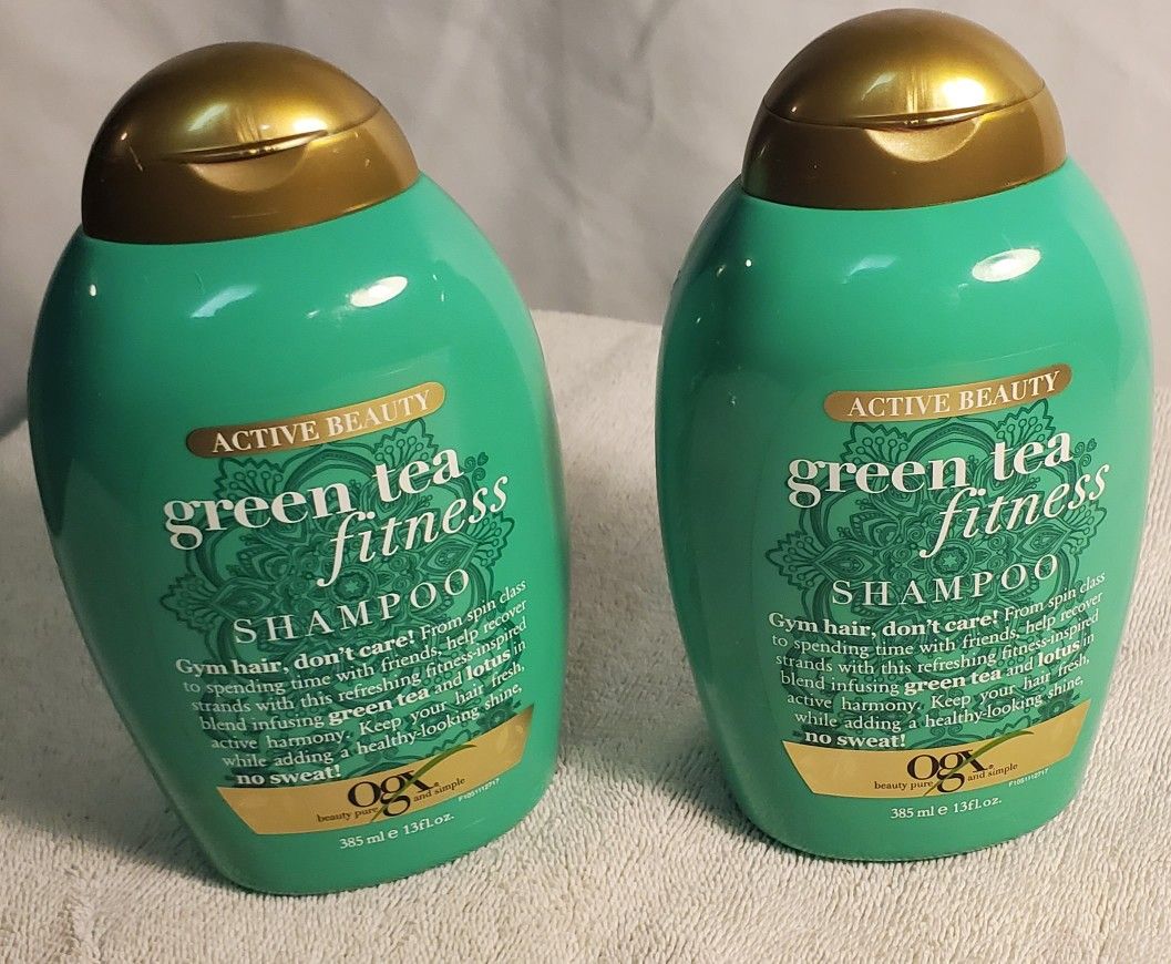 OGX Active Beauty Green Tea Fitness Shampoo. 2 Bottles. 13oz Each