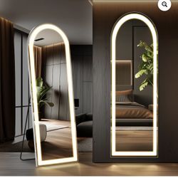 LED Full Length Mirror, Dimmable Brightness. Standing, Mounted, or Leaning, 63”x20”