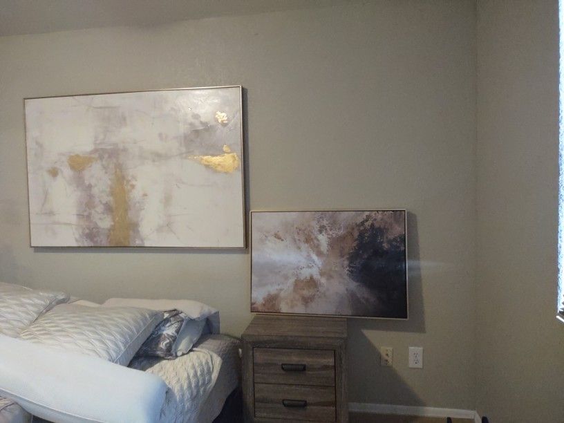 Pair Of Large Nice Abstract Canvas Paintings $45 For Both!