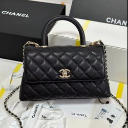 CHANE Coco Handle 22P Handle Shoulder Bag for Women, Black,Brand New With Box