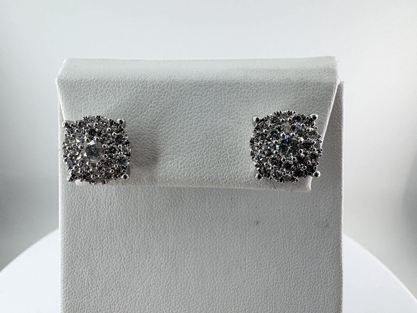 2ctw Diamond 10k White Gold Cluster Earrings 4.8 Grams 11052539