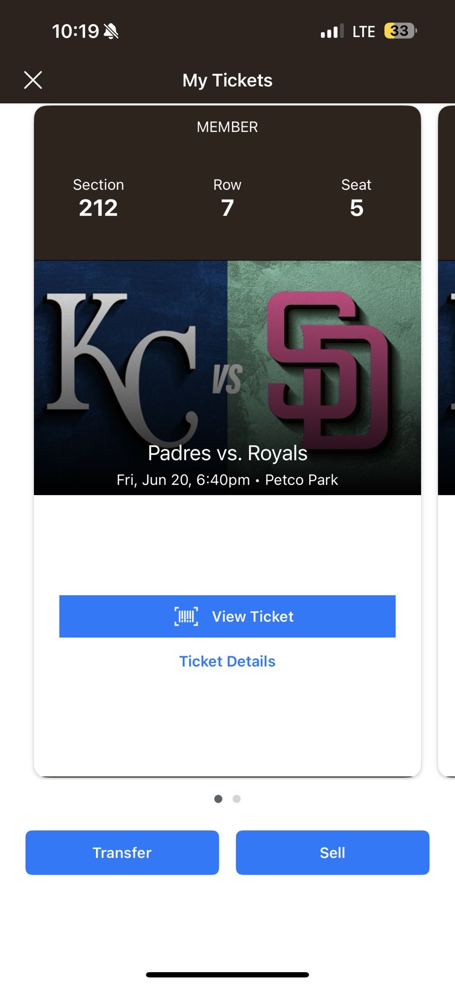 2 Tickets Padres Vs Royals Friday June 20th 