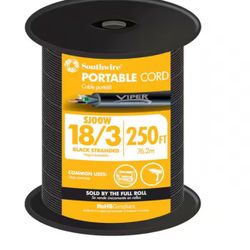 250 ft. 18/3 300-Volt CU Black Flexible Portable Power SJOOW Cord