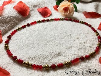 Mgbáji | Handmade African-Inspired Red & Gold Waist Bead on Stretch Elastic Cord Size M