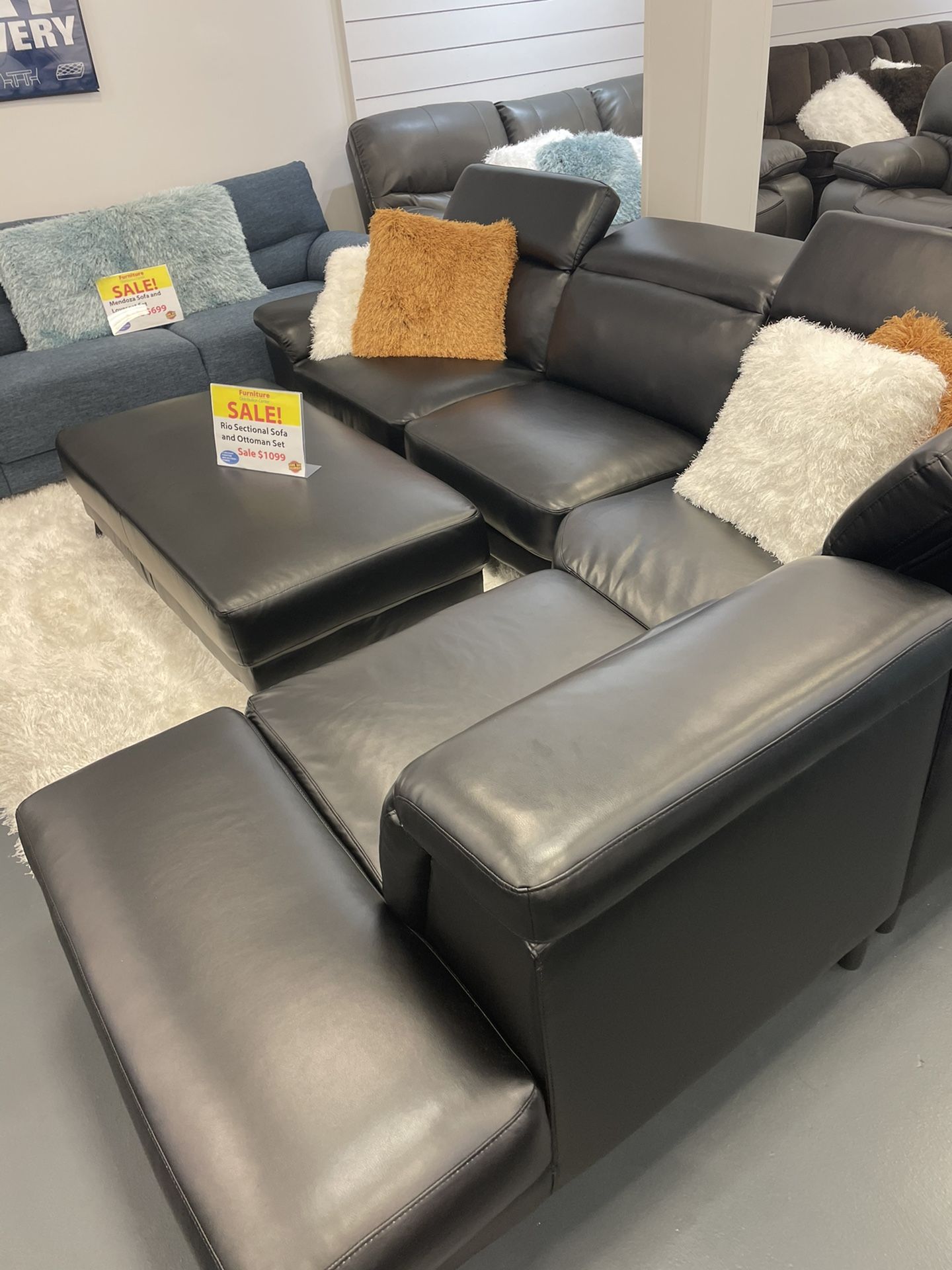 BLACK RIO! ALSO IN WHITE! WITH OTTOMAN! BRAND NEW! DELIVERY TODAY! 12mo NO INTEREST FINANCING! DELIVERY TODAY! NO CREDIT NEEDED FINANCING!