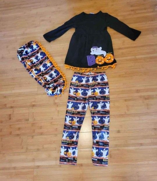 6/7 years old girl halloween costume . 3 peices . pants . shirt and scarf