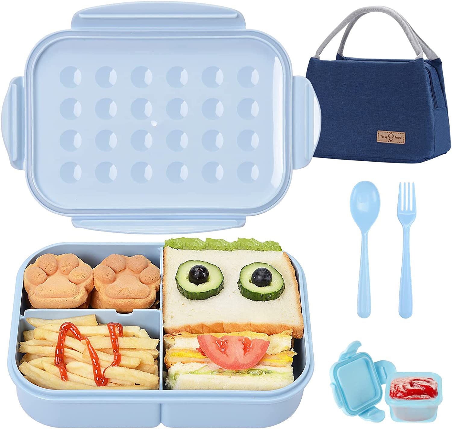 Bento Box Lunch Box Lunch Bags for Kids Men Women Adults,Lunch Bags for Work School Travel Picnic,Leak-proof Lunch Containers with Spoon Fork Knife, M