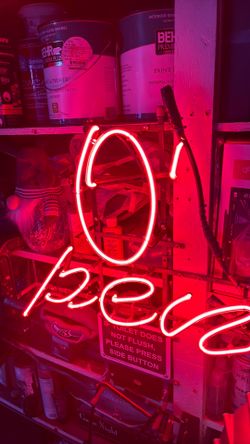 Open neon glass tube sign