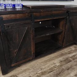 86 Inch Destress Espresso Farmhouse T.V Stand