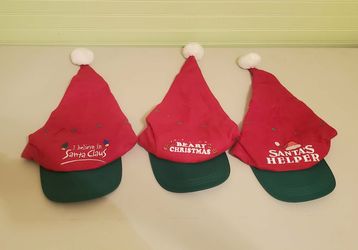 3 matching trio of vintage 1990's novelty Santa Claus hats